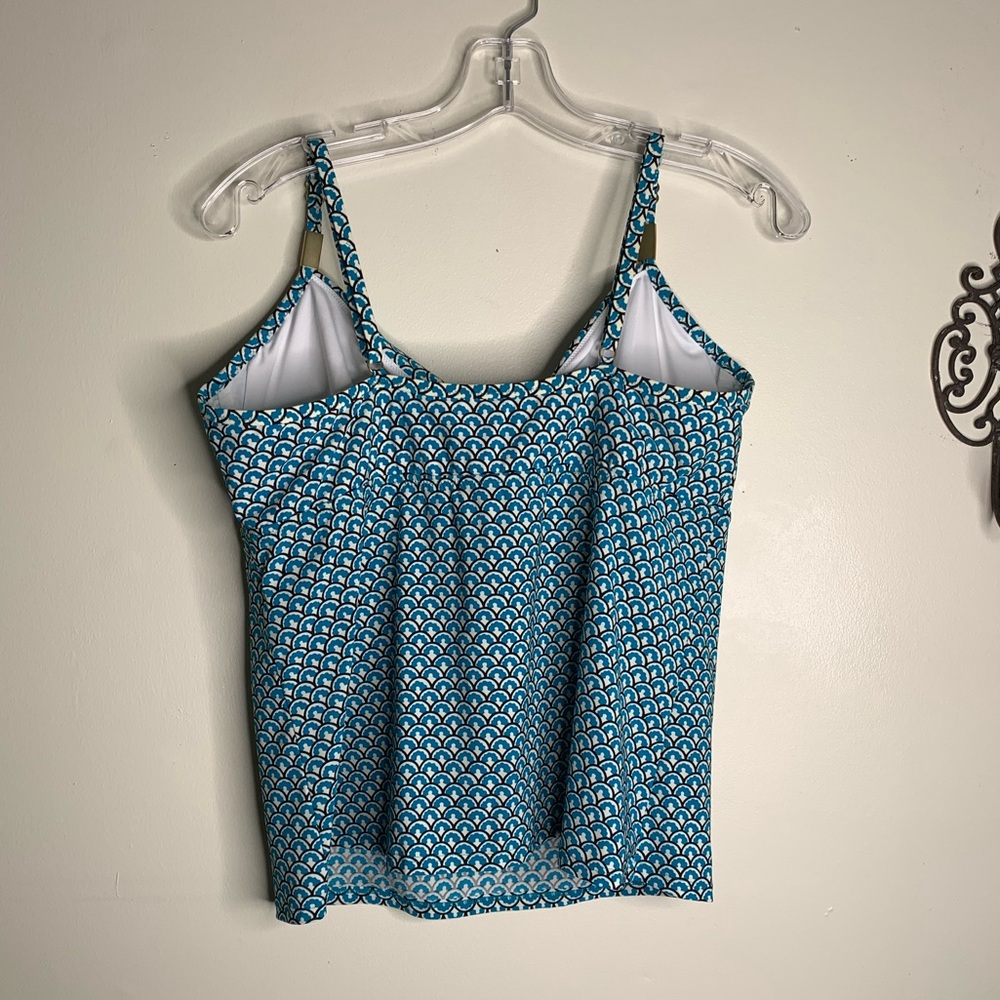 Lands’ End Aqua Print Tankini Top Sz 14 - Picture 4 of 9